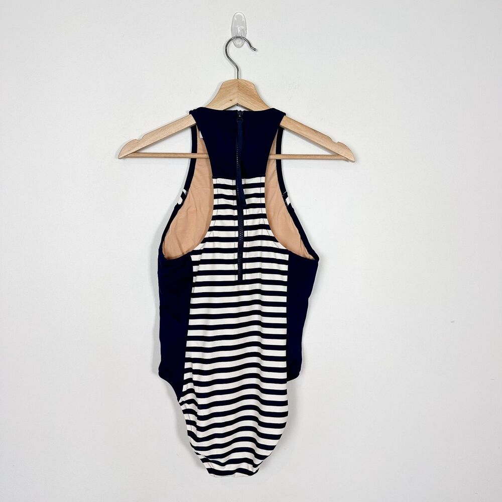 J. Crew One Piece Swimsuit Navy Stripe Sz 4 - Picture 4 of 9